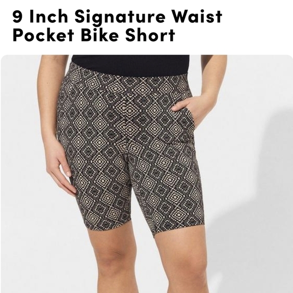 NWT Torrid black ditzy tribal print 9 Inch Bike Short Size 1x or 2x - Picture 1 of 11